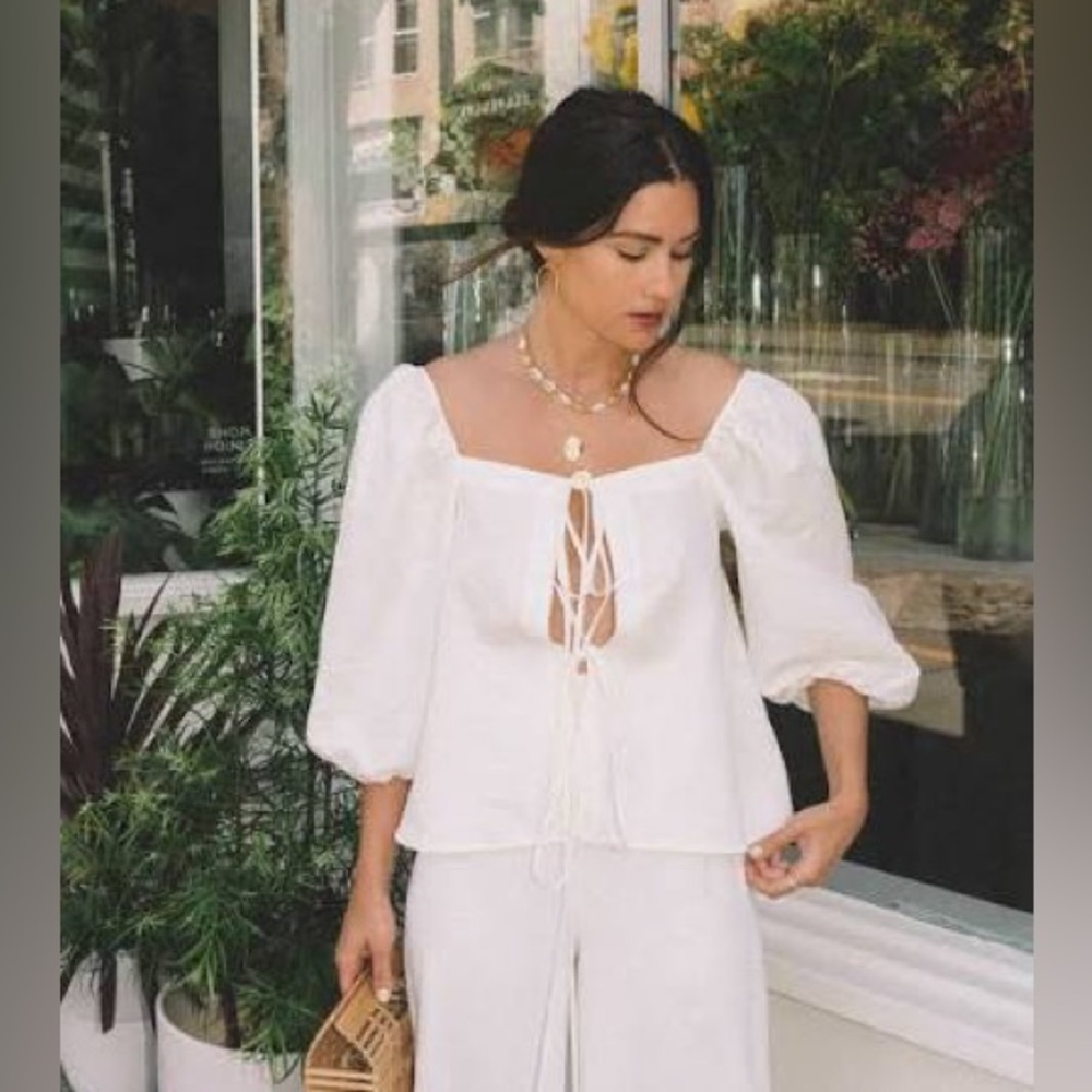 cult gaia auriel tie front blouse